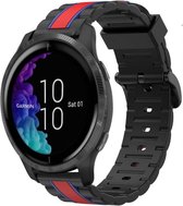 Siliconen Smartwatch bandje - Geschikt voor  Garmin Venu Special Edition band - zwart/rood - Horlogeband / Polsband / Armband