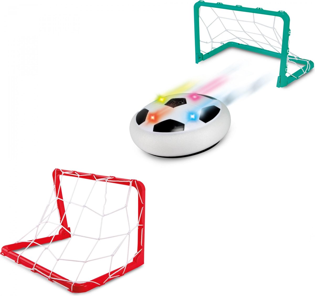 Spel 'Hover Voetbal' schijf met lichteffecten | voetbal | 2 doelen | voetbalspel |binnen voetbal - Toi Toys BV