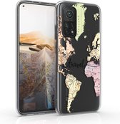 kwmobile telefoonhoesje voor Xiaomi Mi 10T / Mi 10T Pro - Hoesje voor smartphone in zwart / meerkleurig / transparant - Travel Wereldkaart design