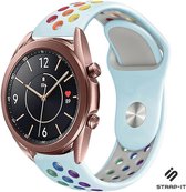 Strap-it Smartwatch bandje sport - geschikt voor Samsung Galaxy Watch 3 41mm / Galaxy Watch 1 42mm / Galaxy Watch Active & Active2 40mm & 44mm / Gear Sport - lichtblauw/kleurrijk