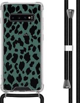 iMoshion Design hoesje met koord voor de Samsung Galaxy S10 Plus - Luipaard - Groen