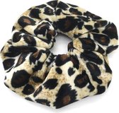 Scrunchie Haarelastiek Velvet Panter Print Bruin