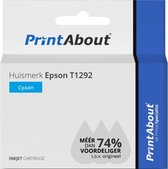 PrintAbout huismerk Inktcartridge T1292 Cyaan geschikt voor Epson