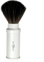 Scheerkwast Travel - Black Fibre - mat silver