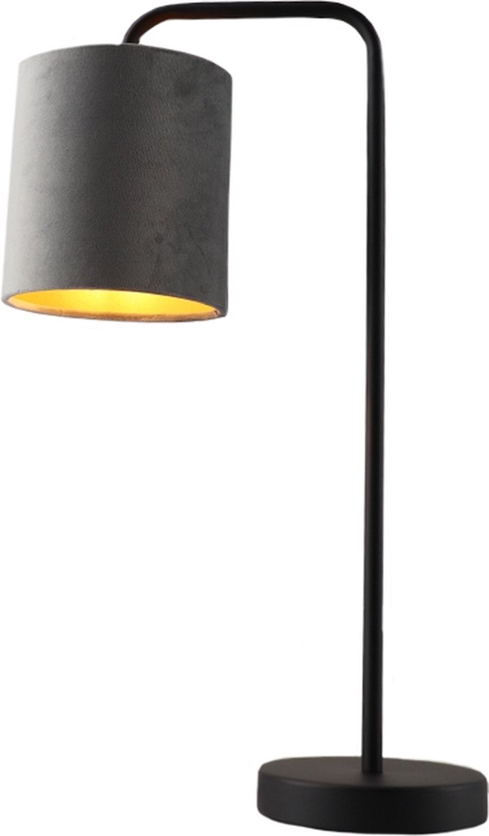 Olucia Kristin - Moderne Tafellamp - Metaal/Stof - Goud;Grijs