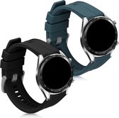 kwmobile 2x armband voor Huawei Watch GT (46mm) - Bandjes voor fitnesstracker in donkergroen / zwart