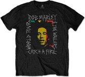 Bob Marley - Rasta Scratch Heren T-shirt - S - Zwart