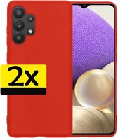 Samsung A32 5G Hoesje Siliconen - Samsung Galaxy A32 5G Case - Samsung A32 5G Hoes Rood - 2 Stuks