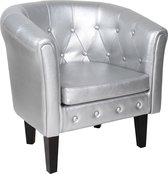 Trend24 - Chesterfield zitstoel - Lounge stoel - Synthetisch leer - Zilver - Diamantpatroon