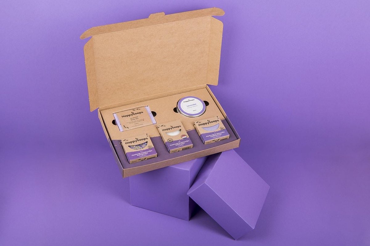 HappySoaps Geschenkdoos XL - Lavender Lullaby - Shampoo, Conditioner, Shaving, Body Bar, Deodorant - 100% Plasticvrij, Vegan & Natuurlijk