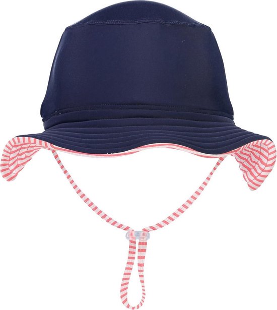 Snapper Rock - Chapeau de soleil UV pour bébé - Wit/ Rouge - Bleu marine - taille 46CM