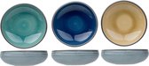 Cosy & Trendy Oviedo - Kom - D14,4xh4,6cm - Blauw - Groen - Zand - (Set van 6) en Yourkitchen E-kookboek Heerlijke Smulrecepten