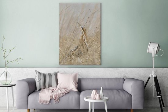 Un butor parmi les hautes herbes Toile 90x140 cm - Tirage photo sur toile (Décoration murale salon / chambre)