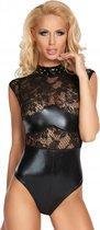 CLORINDA Wetlook and Lace Body - Black