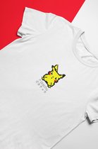 Pikachu Pixel Art Wit T-Shirt - Kawaii Anime Merchandise - Pokemon - Unisex Maat L