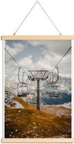JUNIQE - Posterhanger Skilift foto -30x45 /Bruin & Turkoois