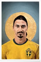 JUNIQE - Poster Football Icon - Zlatan Ibrahimovic -13x18 /Blauw &