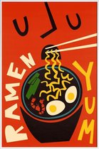 JUNIQE - Poster in kunststof lijst Yum Ramen -40x60 /Rood