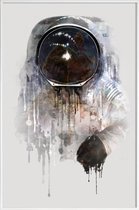 JUNIQE - Poster in kunststof lijst The Astronaut -20x30 /Grijs & Zwart