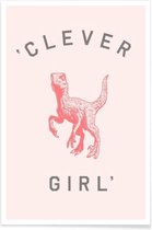 JUNIQE - Poster Clever Girl -13x18 /Roze
