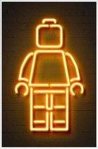 JUNIQE - Poster in kunststof lijst Neon Lego -30x45 /Oranje & Zwart