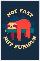 JUNIQE - Poster in kunststof lijst Not Fast, Not Furious -20x30 /Blauw