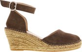 Tango | Vada 2-d taupe suede wedge espadrille ankle strap - natural outsole | Maat: 41