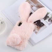 Pluche hoesje in schattige konijnenoren-stijl voor iPhone X / XS (roze)