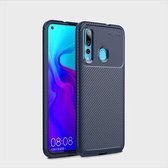 Carbon Fiber Texture Shockproof TPU Case voor Huawei Nova 4 (blauw)