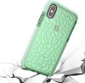 Voor iPhone X / XS Diamond Texture TPU Dropproof Protective Back Cover Case (groen)
