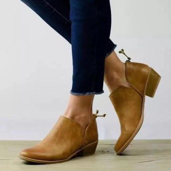 Herfst en winter puntige laarzen met lage hakken Dames lage kokerlaarzen,  schoenmaat:... | bol.com