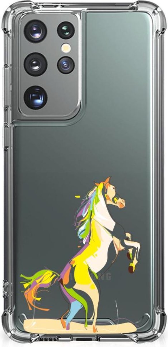 Samsung Galaxy S21 Ultra Stevig Bumper Hoesje Horse Color