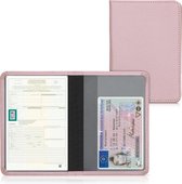 Housse kwmobile pour certificat d'immatriculation et permis de conduire - Housse de protection avec porte-cartes en or rose - Simili cuir