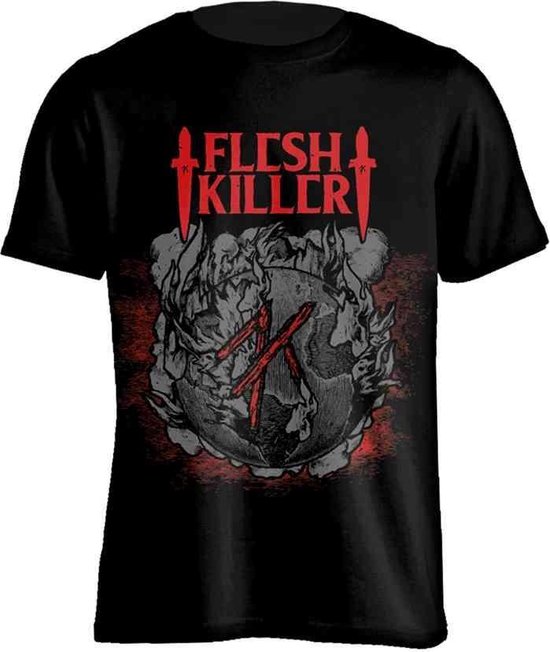T-shirt homme Fleshkiller - Taille L - Logo rouge Zwart