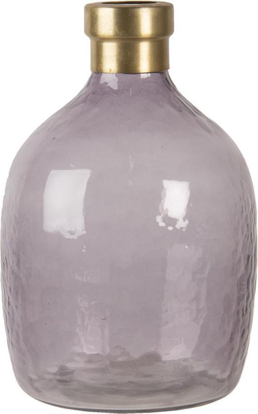 Clayre & Eef Vase 6GL3035 Ø 18 * 11 cm - Vase de Décoration en Glas marron