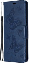 Samsung Galaxy A42 5G Hoesje - Mobigear - Butterfly Serie - Kunstlederen Bookcase - Blauw - Hoesje Geschikt Voor Samsung Galaxy A42 5G