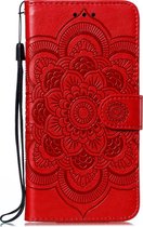 Google Pixel 4a 5G Hoesje - Mobigear - Mandala Serie - Kunstlederen Bookcase - Rood - Hoesje Geschikt Voor Google Pixel 4a 5G