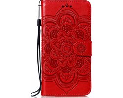 Mobigear Telefoonhoesje geschikt voor Google Pixel 4a 5G Hoesje | Mobigear Mandala Bookcase Portemonnee | Pasjeshouder voor 3 Pasjes | Telefoonhoesje voor Pinpas / OV Kaart / Rijbewijs - Rood