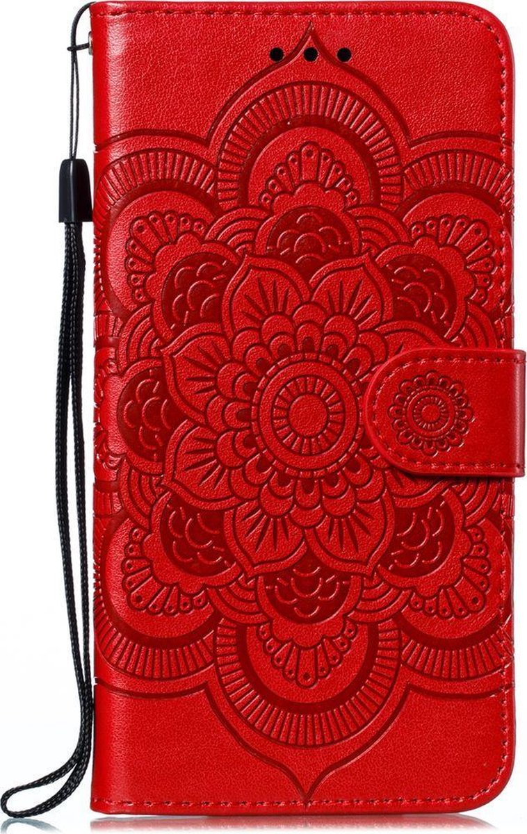 Mobigear Telefoonhoesje geschikt voor Google Pixel 4a 5G Hoesje | Mobigear Mandala Bookcase Portemonnee | Pasjeshouder voor 3 Pasjes | Telefoonhoesje voor Pinpas / OV Kaart / Rijbewijs - Rood