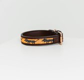 Kentucky Dogwear Hondenhalsband Handgeknoopt Parels - Oranje & Zwart XS - 37cm