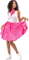 Jaren 50 Kostuum | Jaren 50 Glimmend Roze Polkadot Rock And Roll Swing | Vrouw | Medium | Carnaval kostuum | Verkleedkleding