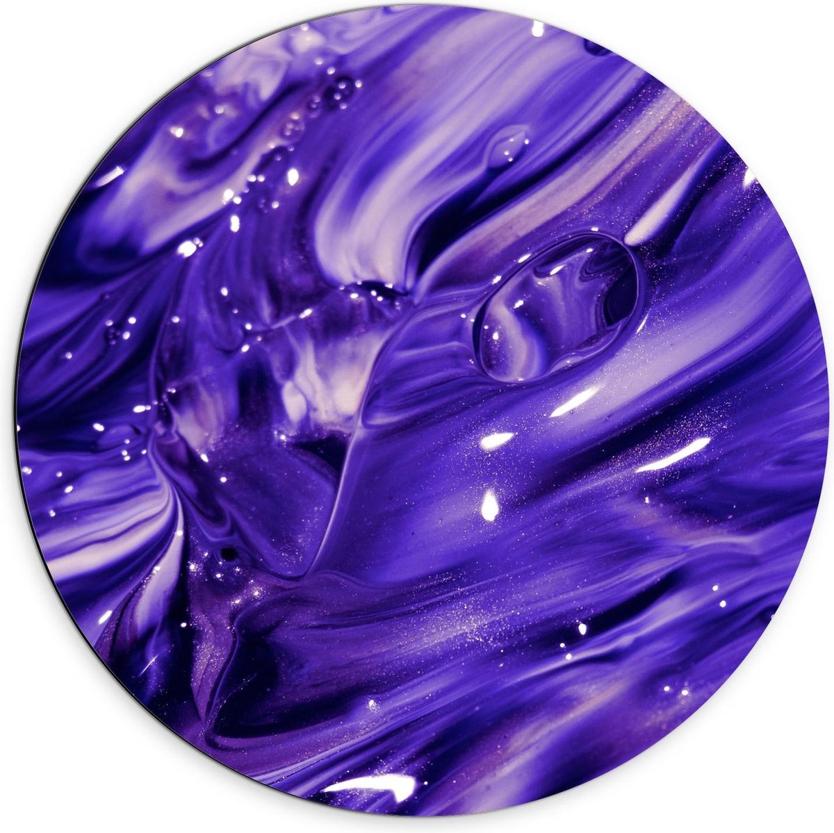 Dibond Wandcirkel - Paarse Verf - 70x70cm Foto op Aluminium Wandcirkel (met ophangsysteem)