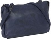 Justified Bags®  Roma 3 Compartimenten Leren Schoudertas Top Zip Navy Blauw