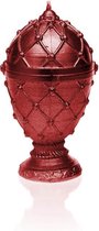 Rood metallic gelakte figuurkaars, design: Fabergé Ei Hoogte 9 cm (12 uur)