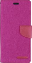 Hoesje geschikt voor Apple iPhone 12 Mini - Mercury Canvas Diary Wallet Case - Hoesje met Pasjeshouder - Roze