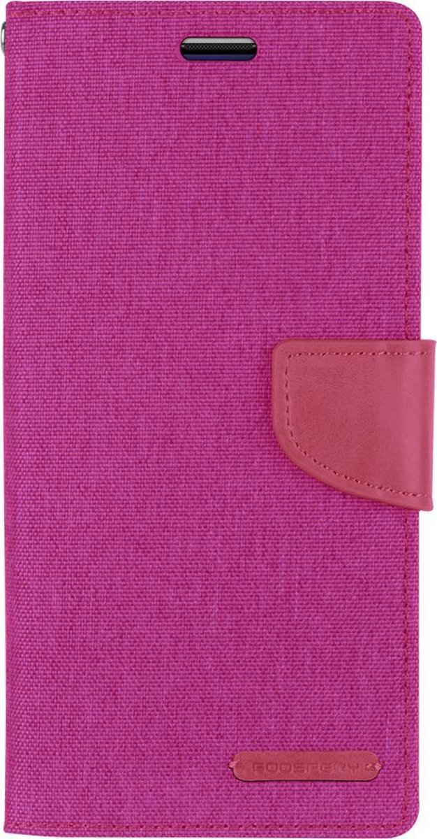 Hoesje geschikt voor Apple iPhone 12 Mini - Mercury Canvas Diary Wallet Case - Hoesje met Pasjeshouder - Roze