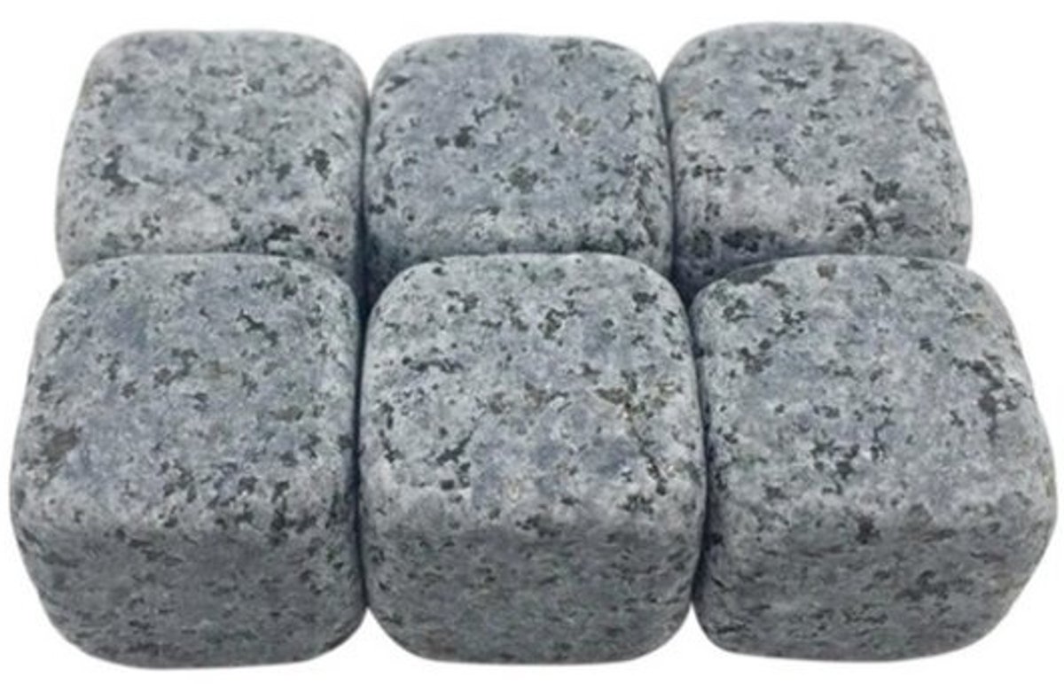 Whisky Stenen - Whiskey Stones - Grijs - In Geschenkzakje (6st)