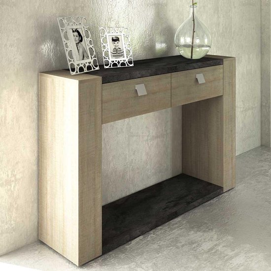 Sidetable Iris 120cm met 2 lades - grijs beton