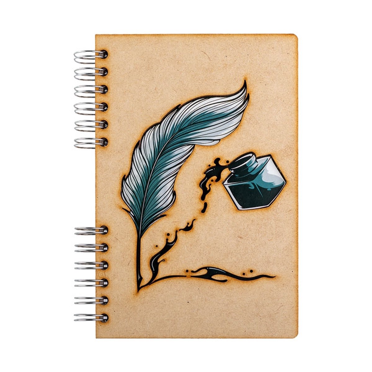 KOMONI - Duurzaam houten Schetsboek - Gerecycled papier - Navulbaar - A5 - Blanco - Veer & Inkt