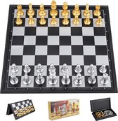 Schaakbord MET Schaakstukken - Zinaps schaakspel, opvouwbaar magnetisch schaakspel, high-end draagbaar schaakbord, reizen schaakbord spelen set, traditionele dame tactische strategie spel voo
